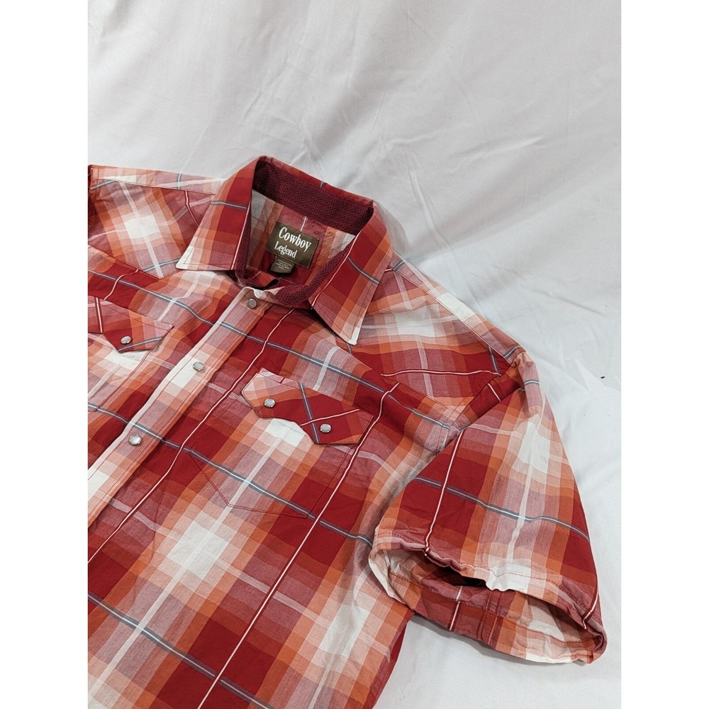 Cowboy Legend  Red Plaid Pearl Snap‎ SS Shirt Mens 2XLT